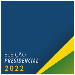 Brazilian Elections 2022 squared illustration, blue background, yellow and green.