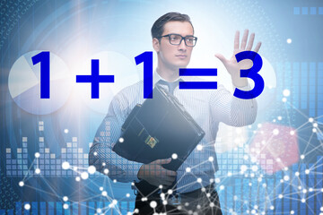 Businessman in synergy business concept