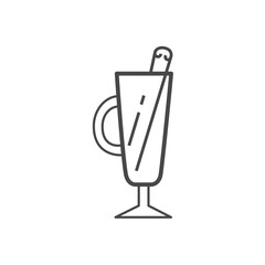 Vector linear icon with cocktail in glass