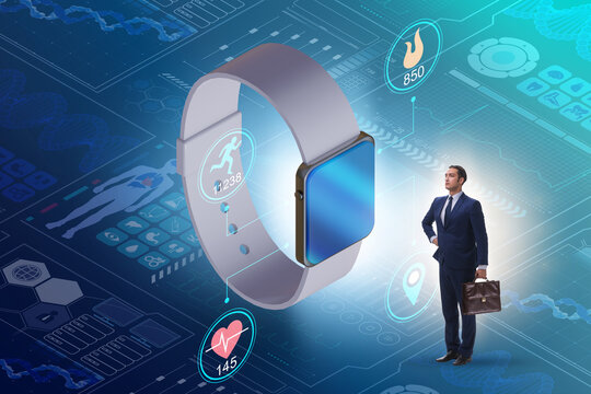 Businessman in the concept with smartwatch