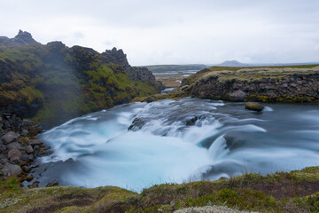 Fototapeta na wymiar Silfurfoss falls in summer season view, Iceland
