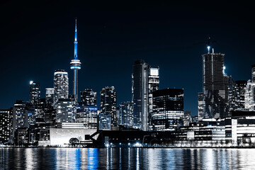 Obraz premium Night View Toronto Skyline Blue Color