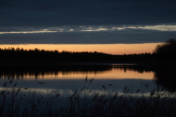 pond. sunset. reflection