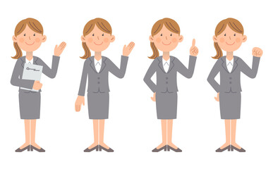 スーツポーズ女性全身セット01