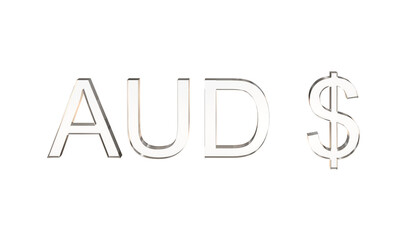 Australian dollar or AUD currency symbol of Australia made with Glass - 3d Illustration, 3d rendering