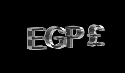 Egyptian pound or EGP currency symbol of Egypt made with Glass - 3d Illustration, 3d rendering