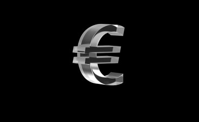 Euro or EUR currency symbol of European union made with Glass - 3d Illustration, 3d rendering