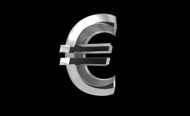 Euro or EUR currency symbol of European union made with Glass - 3d Illustration, 3d rendering