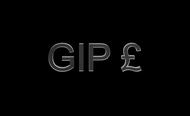 Gibraltar Pound or GIP currency symbol of Gibraltar  made with Glass - 3d Illustration, 3d rendering
