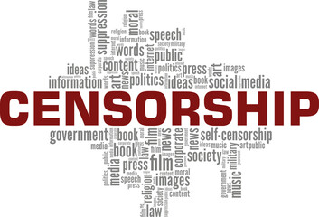 Censorship word cloud conceptual design isolated on white background.