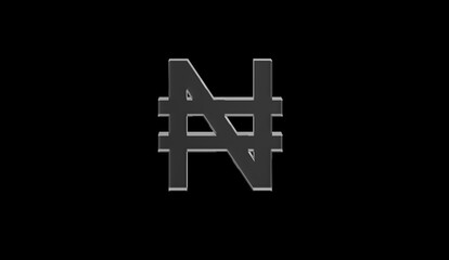 Nigerian naira or NGN currency symbol of Nigeria made with Glass - 3d Illustration, 3d rendering