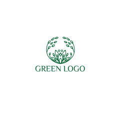 eco green house with leaf abstract logo for real estate company