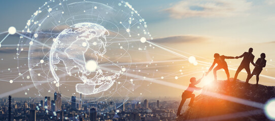 グローバルビジネス　助け合う人々