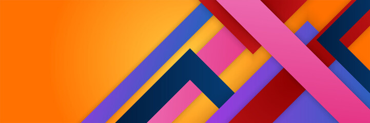 Abstract orange banner background vector with different geometrical shape orange colorful design background