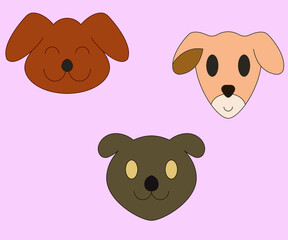 Adorable dogs heads vector set