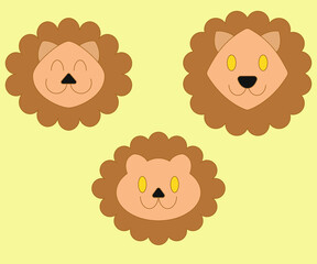 Adorable lions heads vector se