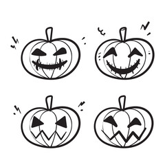 hand drawn doodle halloween pumpkin collection illustration