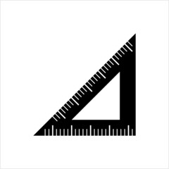 Triangular Ruler Icon, Straightedge At A Right Angle, Engineering, Technical Drawing Instrument