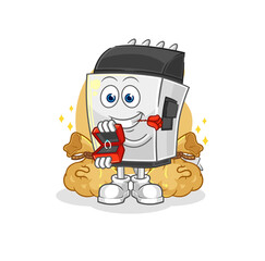 hair clipper propose with ring. cartoon mascot vector