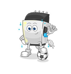 hair clipper playing soccer illustration. character vector