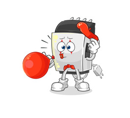 hair clipper pantomime blowing balloon. cartoon mascot vector