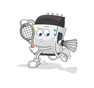 hair clipper playing badminton illustration. character vector
