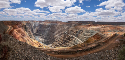 Kalgoorlie Western Australia Super pit open cut gold mine. Photo taken from the public super pit lookout.