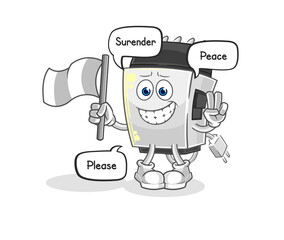 hair clipper hold surrender flag mascot. cartoon vector