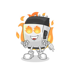 hair clipper on fire mascot. cartoon vector