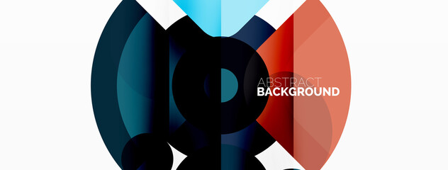 Colorful round shapes, circles and triangles background. Minimal geometric template for wallpaper, banner, presentation