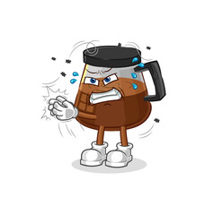 coffee machine swat fly character. cartoon mascot vector