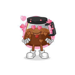 coffee machine fallin love vector. cartoon character