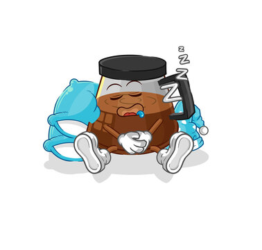 recommend clip art: coffee machine sleeping character. cartoon mascot vector