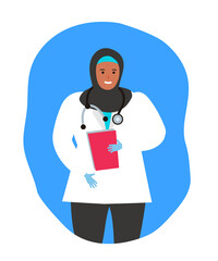 arab muslim woman doctor vector illustration