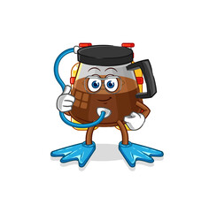 coffee machine diver cartoon. cartoon mascot vector