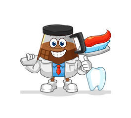 coffee machine dentist illustration. character vector