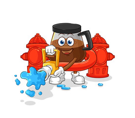 coffee machine firefighter vector. cartoon character