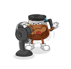 coffee machine with the fan character. cartoon mascot vector