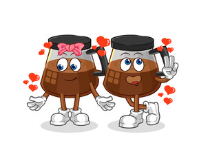 coffee machine dating cartoon. character mascot vector