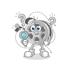 film reel searching illustration. character vector