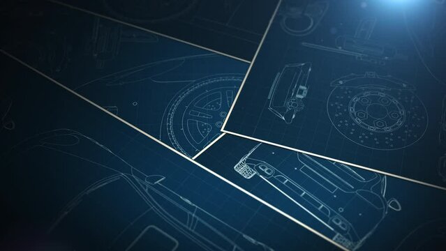 auto drawing documents or designs lying on the table . animation has a cyclic