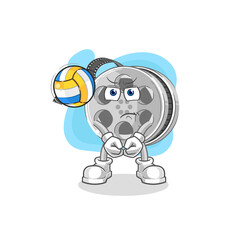 film reel play volleyball mascot. cartoon vector