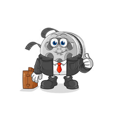 film reel office worker mascot. cartoon vector