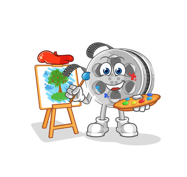 film reel artist mascot. cartoon vector
