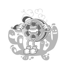 depressed film reel character. cartoon vector