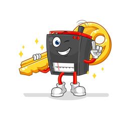 Fototapeta premium radio carry the key mascot. cartoon vector