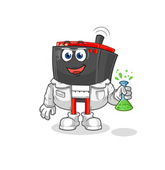 radio scientist character. cartoon mascot vector