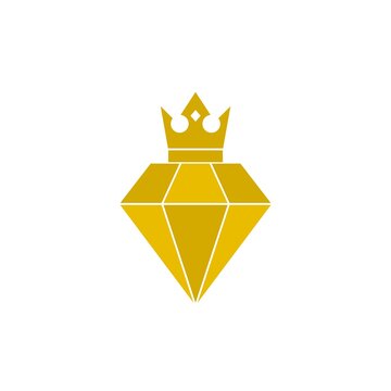 Diamond crown simple logo design isolated on white background