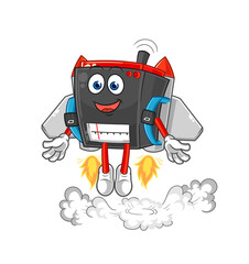 radio with jetpack mascot. cartoon vector