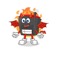 radio demon with wings character. cartoon mascot vector